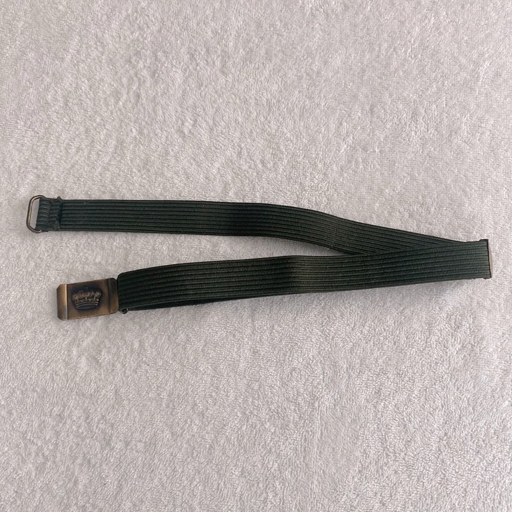 Vintage Crown brass belt buckle with elastic belt